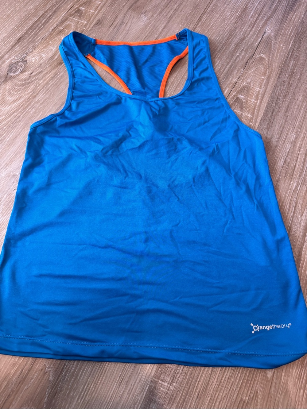 Orangetheory Bright Blue Racerback Tank with Orange Trim